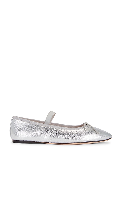 Shop Loeffler Randall Leonie Soft Ballet Flat In Metallic Silver