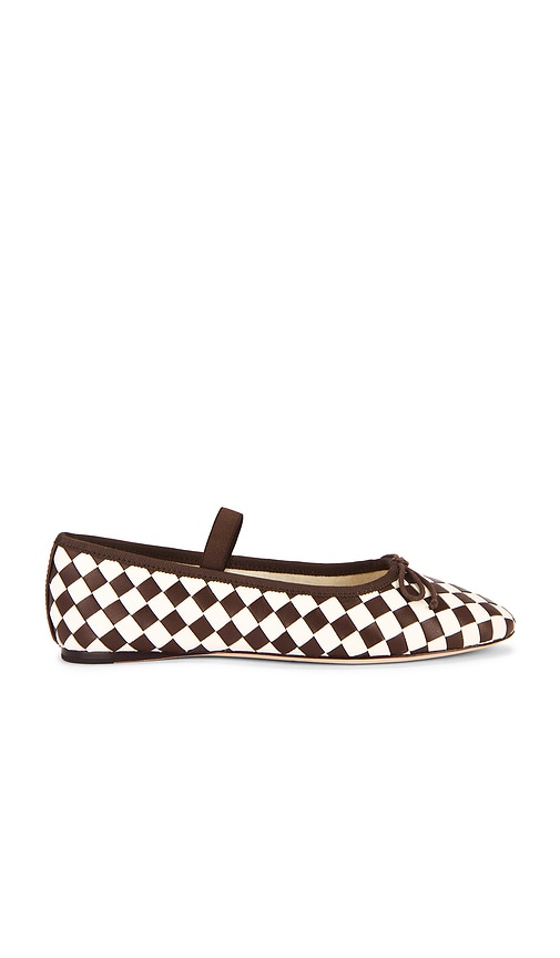 Leonie Flat in Chocolate,Cream. - size 9.5 (also in 10, 6, 6.5, 7, 7.5, 8, 8.5, 9)