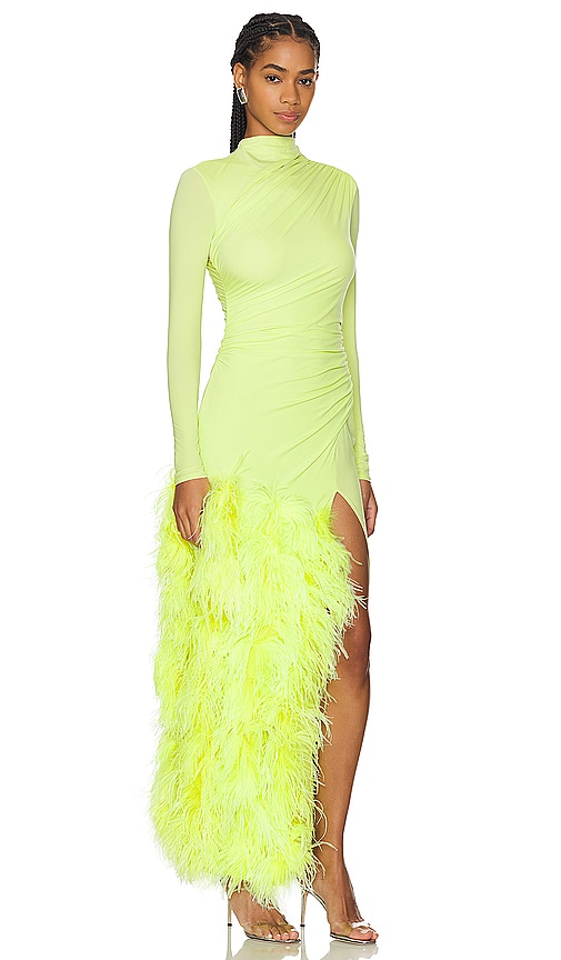 Shop Lapointe Draped Feather Gown In Yellow