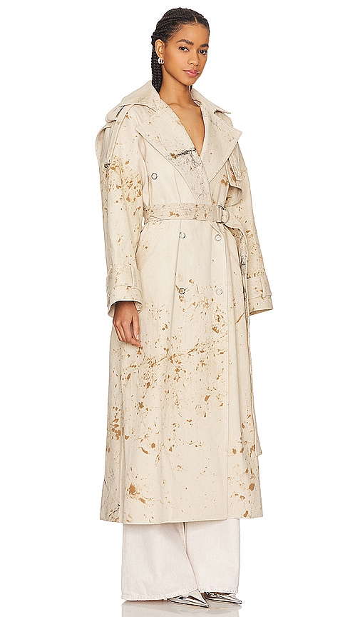 Shop Lapointe Denim Trench Coat In Splatter