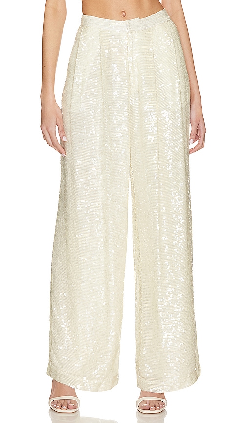 Lapointe Sequin Viscose Low Waisted Trouser In Cream