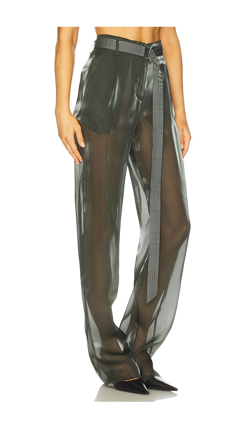 Lapointe Metallic Organza Belted Pant In Green