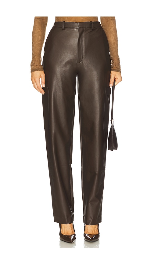 Lapointe Stretch Faux Leather Tapered Pant In Brown