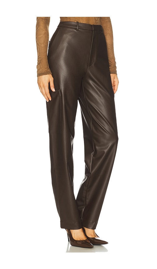 Lapointe Stretch Faux Leather Tapered Pant In Brown
