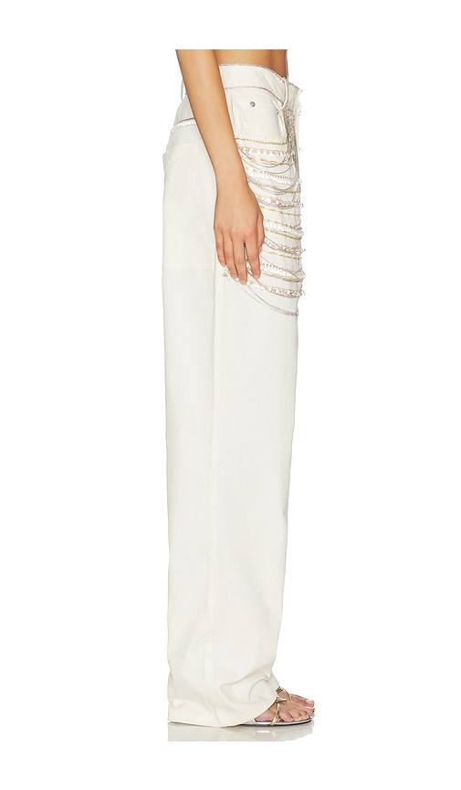  Lapointe Embroidered Straight Leg Pant In Cream. Size 4. Also In 6. 