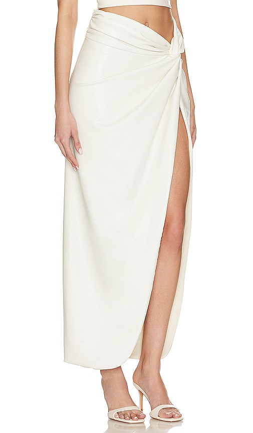 Shop Lapointe Stretch Faux Leather Long Twist Sarong W Slit In Cream
