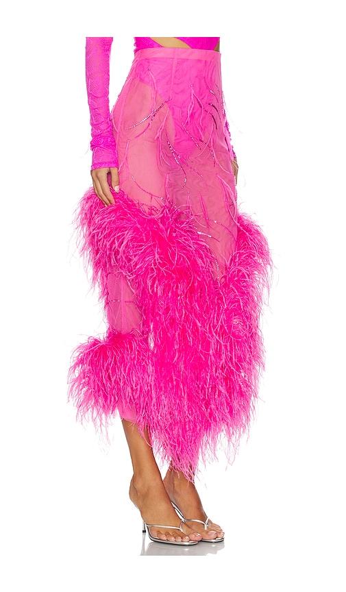 Lapointe Feather Embroidery Skirt In Multi