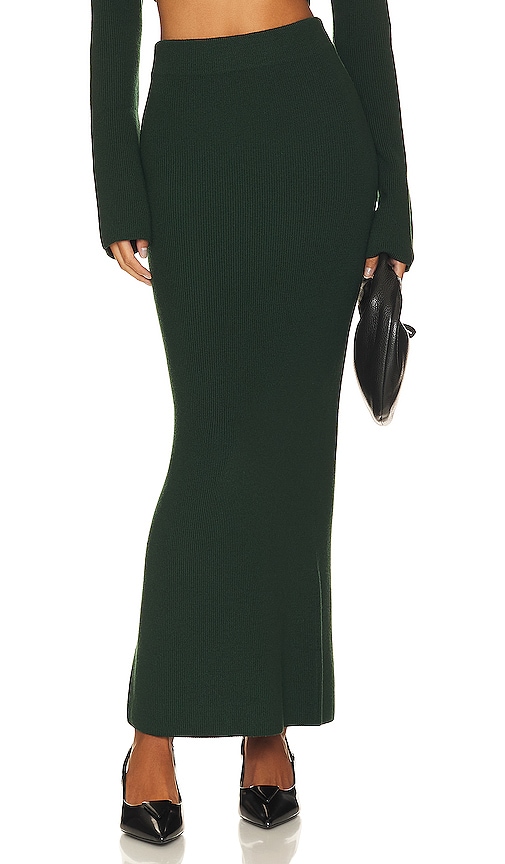 Lapointe Merino Wool Slim Maxi Skirt In Dark Green