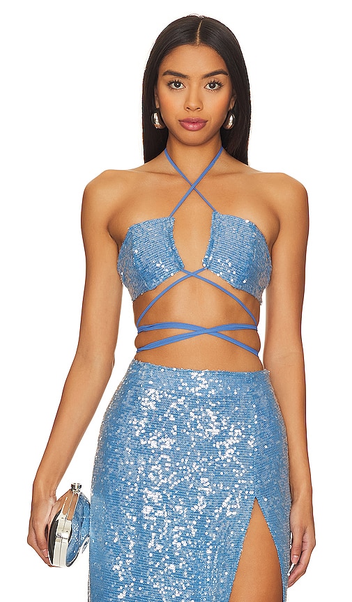 Lapointe Sequin Bra Top In Baby Blue