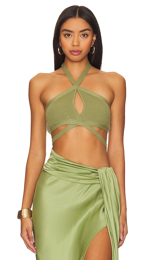 Lapointe Wool Halter Top In Olive