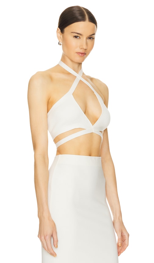 Shop Lapointe Criss Cross Halter In White