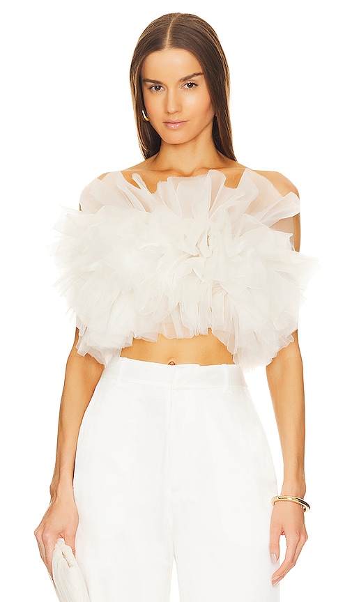 LAPOINTE RUFFLE POOF BUSTIER TOP