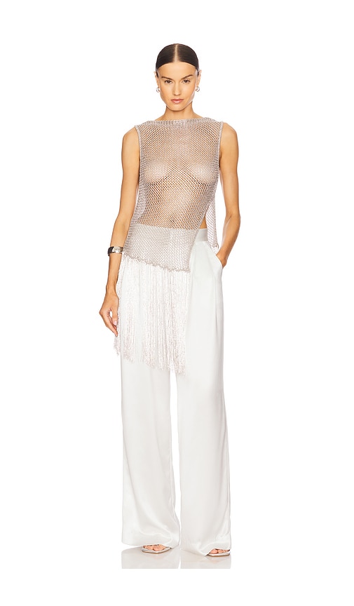 Metallic Netting Fringe Asymmetric Top in . Size M, S, XS - Lapointe - Modalova