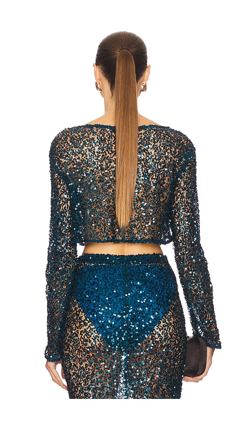  Lapointe Net Paillette Top In Teal. Size S. Also In M, L. 