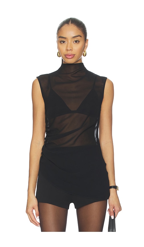 Lapointe Mock Neck Ruched Top