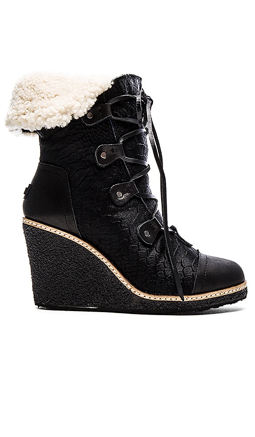 Australia Luxe Collective Mona Wedge Boot With Sheep Fur in Black