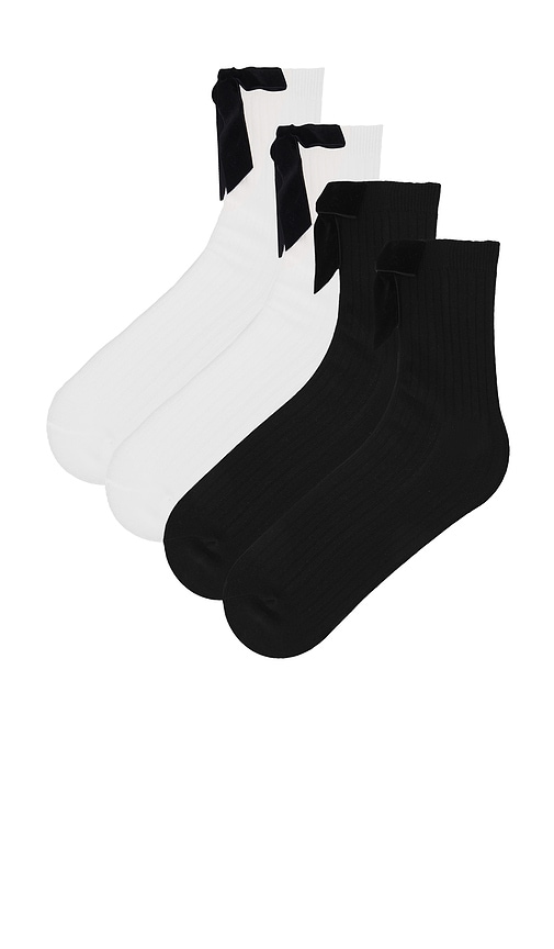 view 2 of 4 Angelina Bow Socks 2 Pack in Black & White