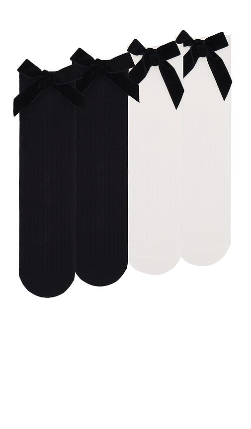 view 3 of 4 Angelina Bow Socks 2 Pack in Black & White