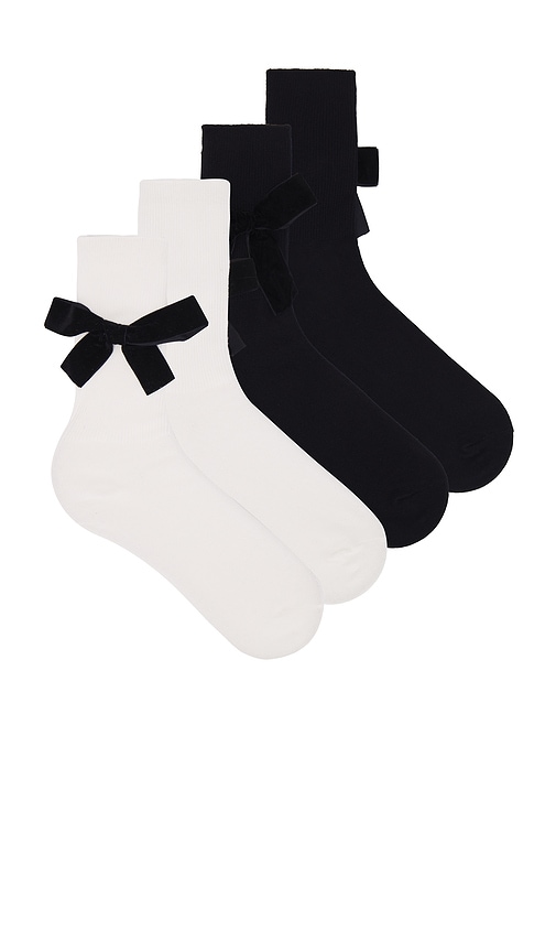 view 1 of 2 Jocelyn Bow Socks 2 Pack in Black & White