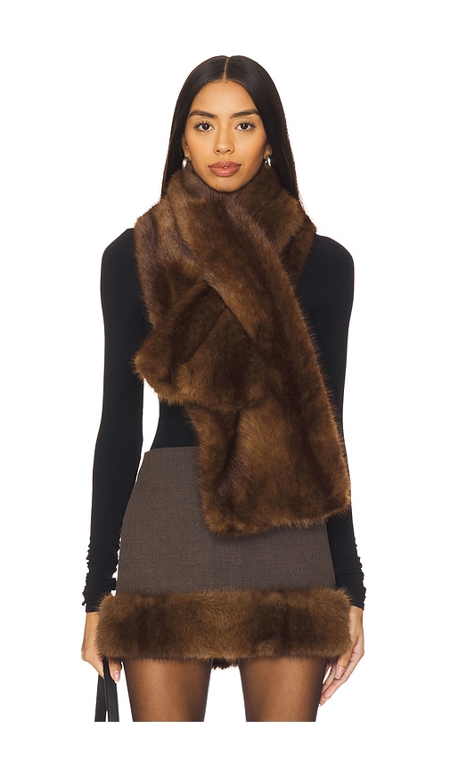 view 1 of 1 x Emma Rose Faux Mink Scarf in Mink Brown