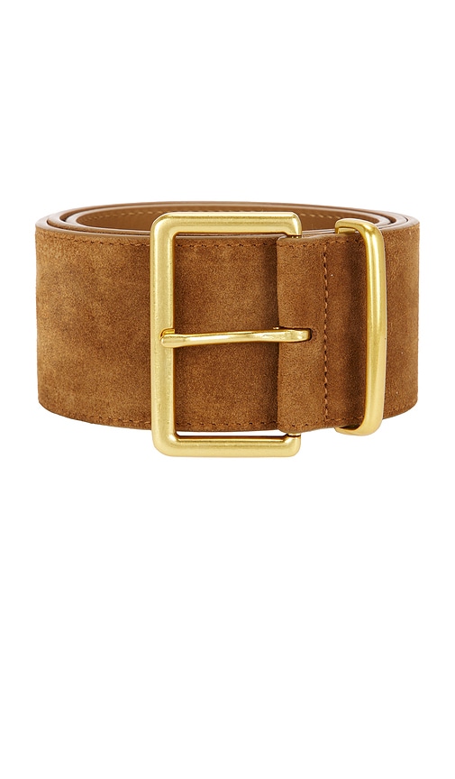view 3 of 3 Wide Belt in Cognac & Gold