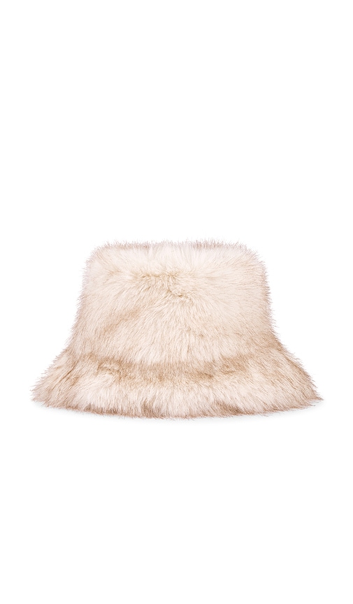 view 1 of 2 Perri Faux Fur Bucket Hat in Snow Grey