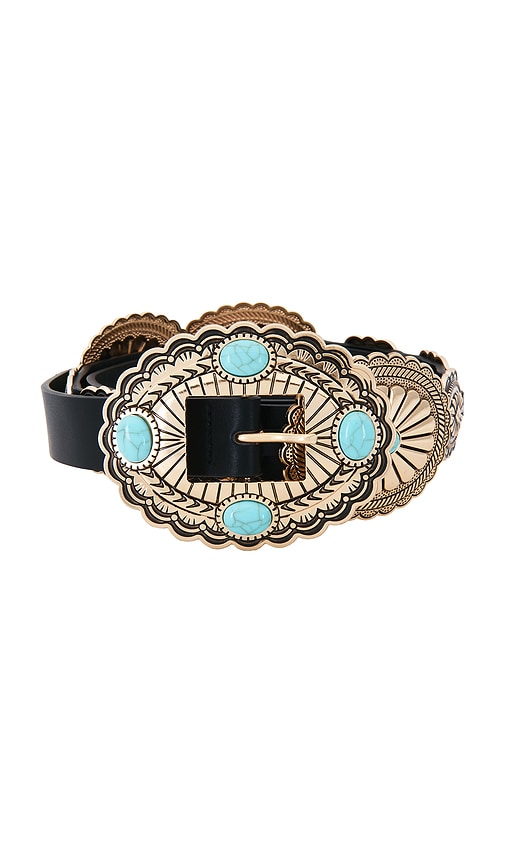 view 3 of 3 Gypsy Buckle Belt in Black & Turquoise