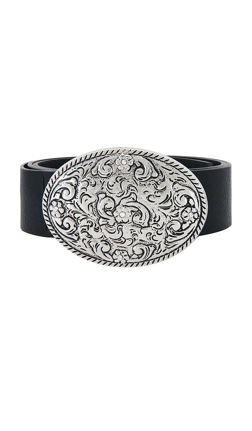 view 3 of 3 Braxton Buckle Belt in Black & Silver