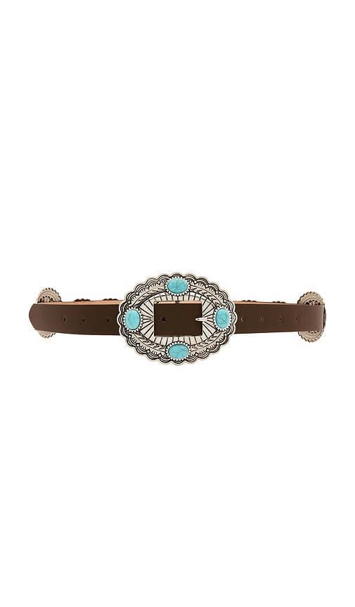 view 1 of 3 Gypsy Buckle Belt in Brown & Turquoise