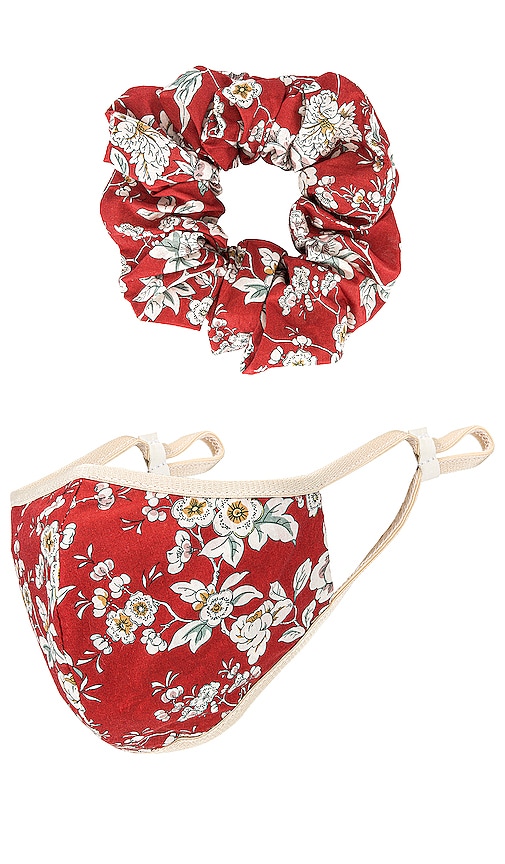 view 1 of 3 Mask Scrunchie Set in Red Multi