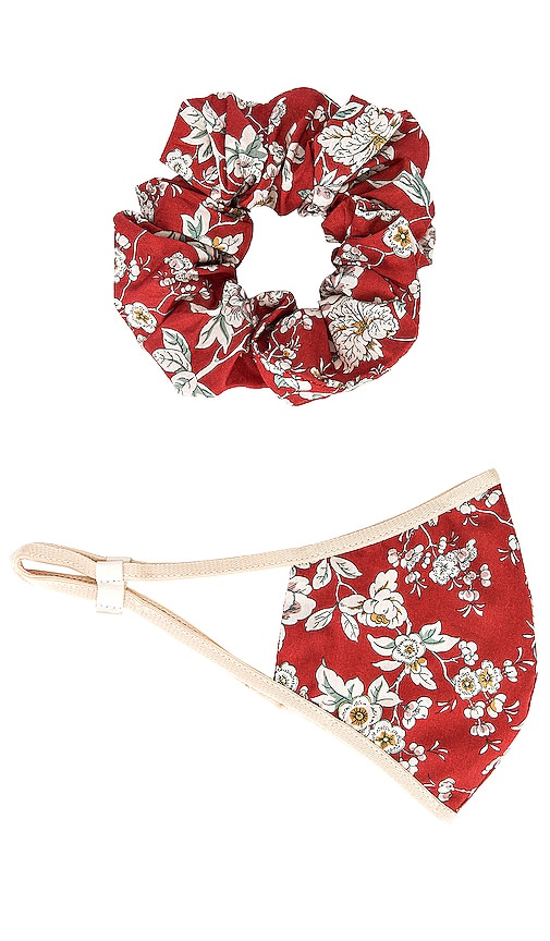 view 2 of 3 Mask Scrunchie Set in Red Multi