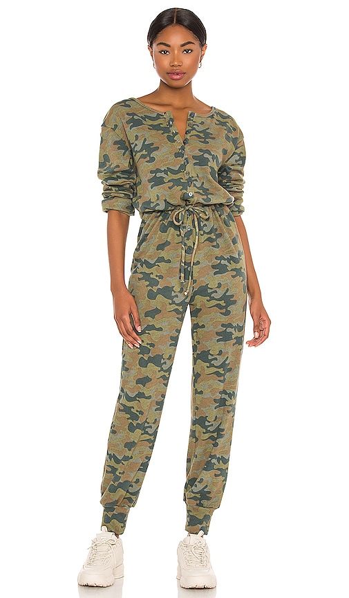 view 1 of 3 Long Sleeve Henley Jumpsuit in Camo