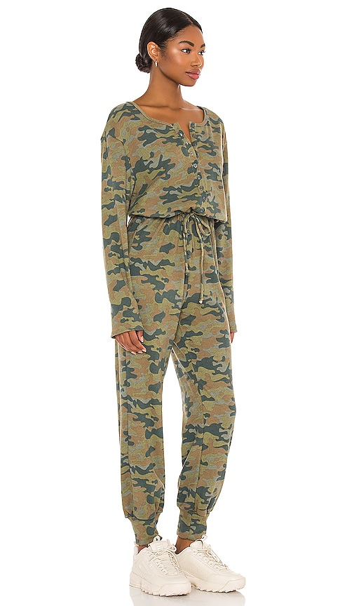 view 2 of 3 Long Sleeve Henley Jumpsuit in Camo