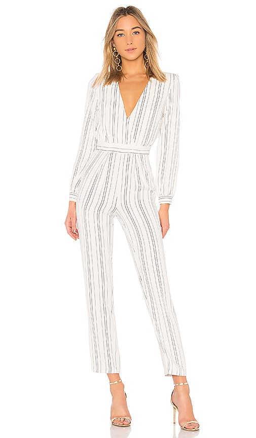 view 1 of 3 Study Abroad Jumpsuit in White Pinstripe