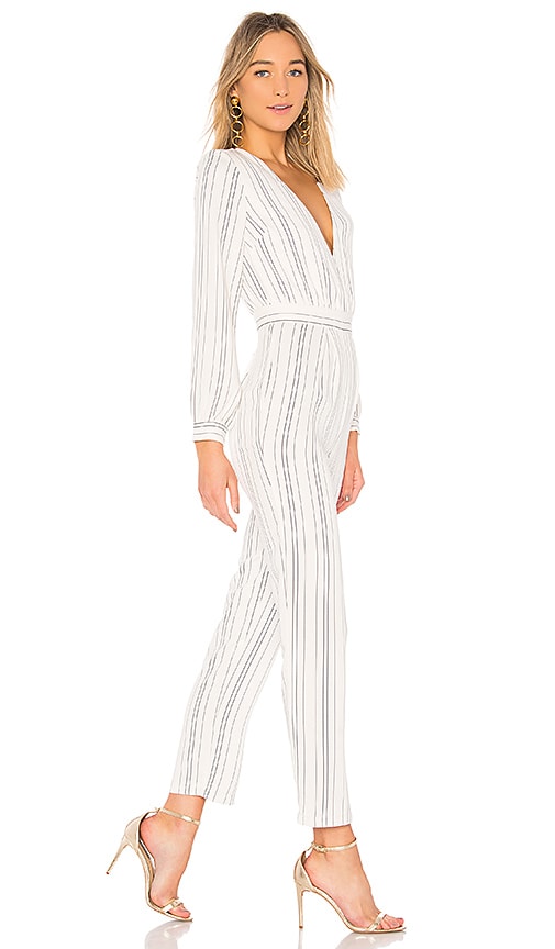 view 2 of 3 Study Abroad Jumpsuit in White Pinstripe