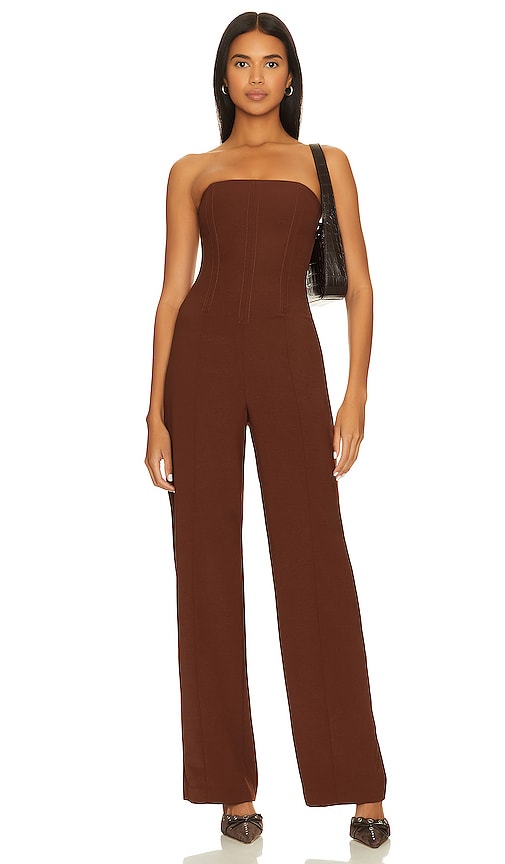 view 1 of 3 Abby Jumpsuit in Chocolate Brown