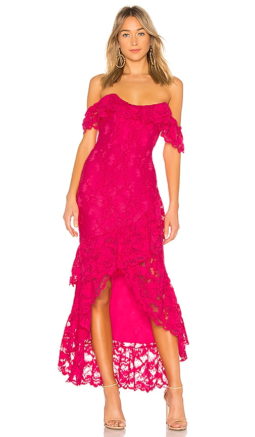 view 1 of 3 Rosewater Lace Gown in Hot Pink