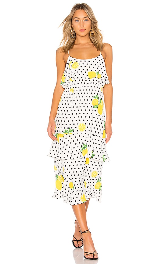 view 1 of 3 Theo Midi Dress in Lemon Polka Dot
