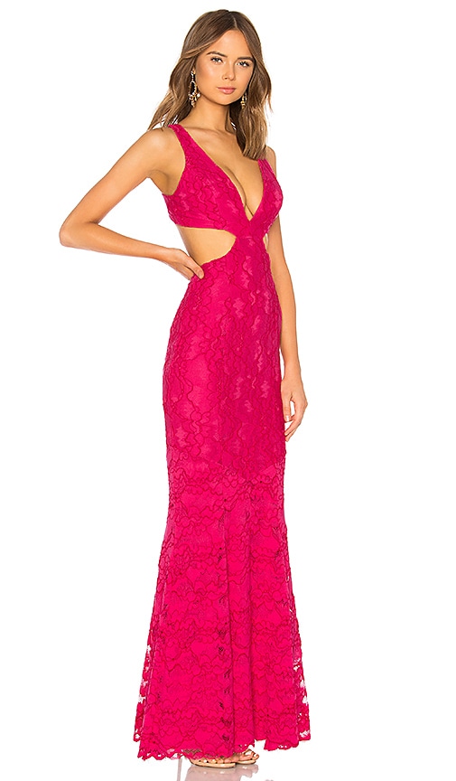 view 2 of 3 Eliot Lace Gown in Hot Pink