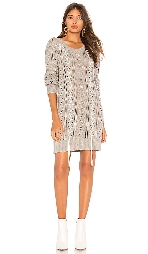 view 1 of 3 Lace Up Sweater Dress in Heather Grey