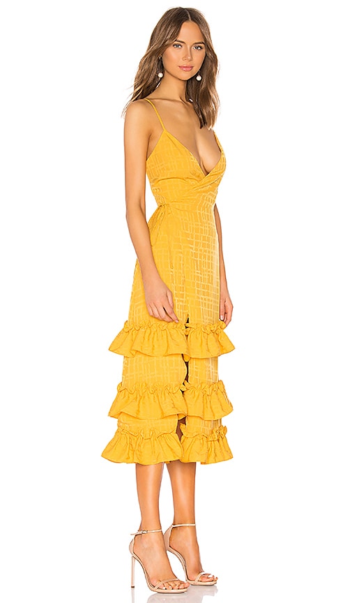 lucie midi dress in honey yellow