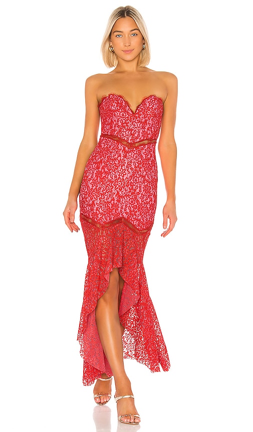 view 1 of 3 Keva Gown in Red & Pink