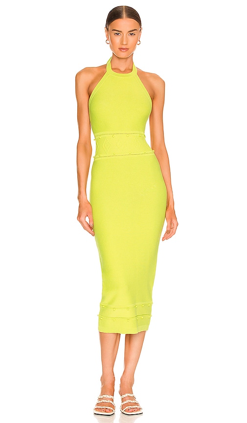 view 1 of 3 Morgan High Neck Halter Midi in Lime Green