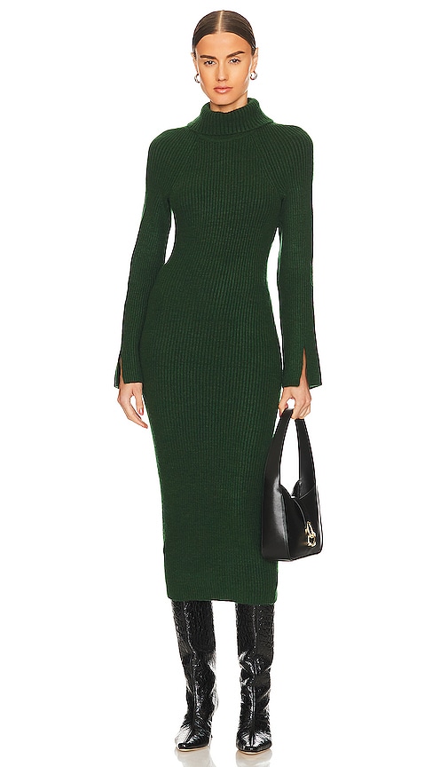 Loving You Fondly Olive Green Ribbed Knit Sweater Dress