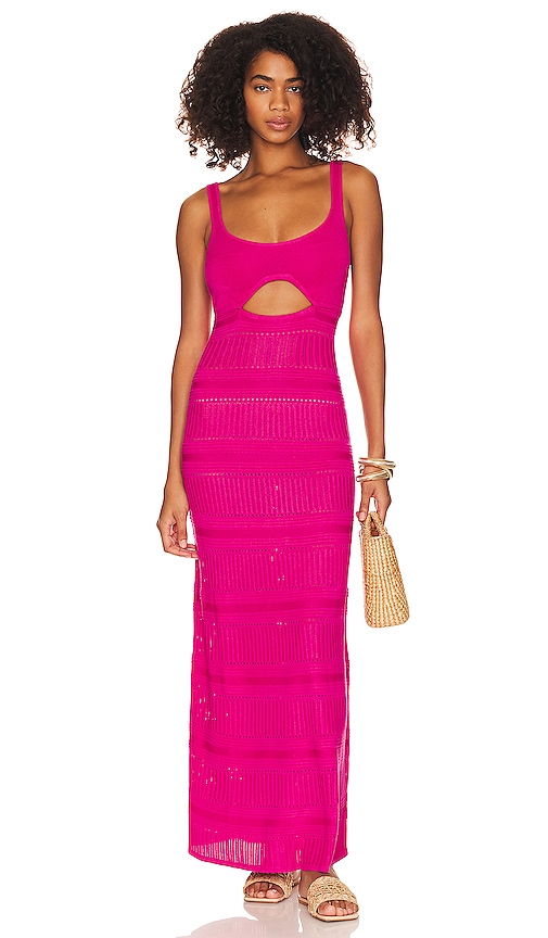 Lovers & Friends Tayla Pointelle Maxi Dress In Hot Pink