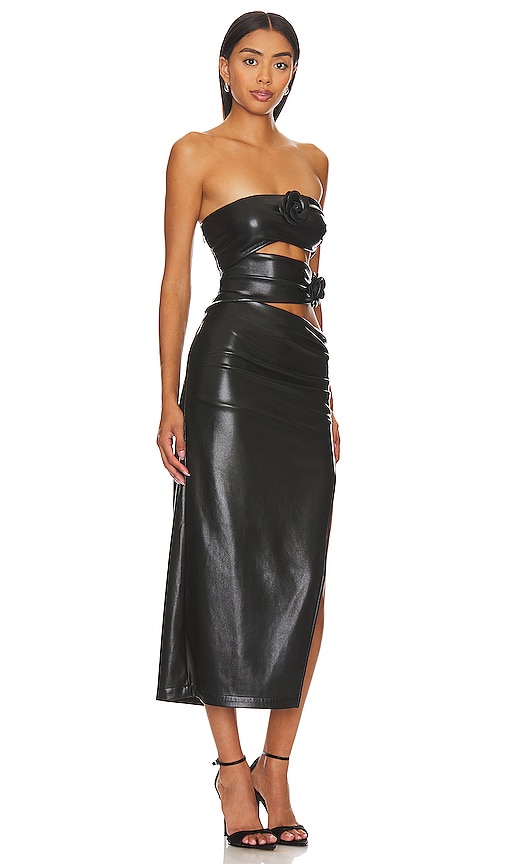 view 2 of 3 Sabine Faux Leather Midi Dress in Black