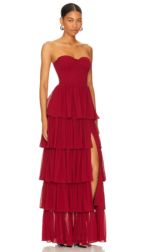 Twist Waist Jersey Gown | Deep Red