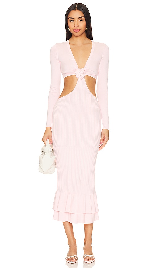 view 1 of 3 Wrenna Rosette Midi Dress in Blush Pink