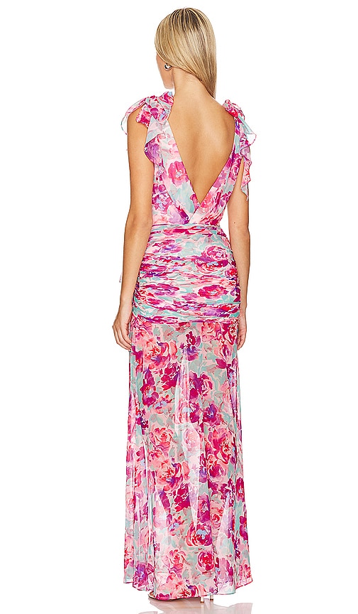 view 3 of 3 x Anja Dujakovi? Jade Gown in Pink Floral Multi