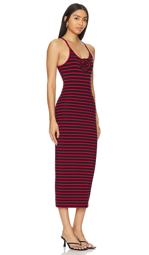 view 2 of 3 Carmen Midi Dress in Black & Red Stripe